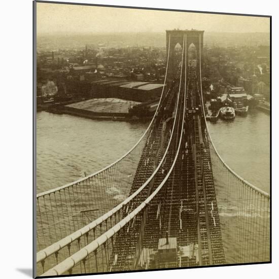 Brooklyn from One of the Towers of the Suspension Bridge, New York, USA-null-Mounted Photographic Print