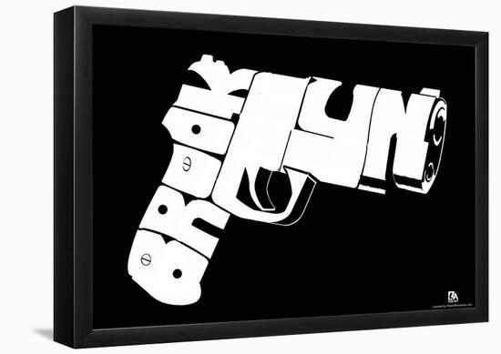 Brooklyn Gun White Text Poster-null-Framed Poster