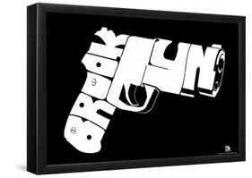 Brooklyn Gun White Text Poster-null-Framed Poster