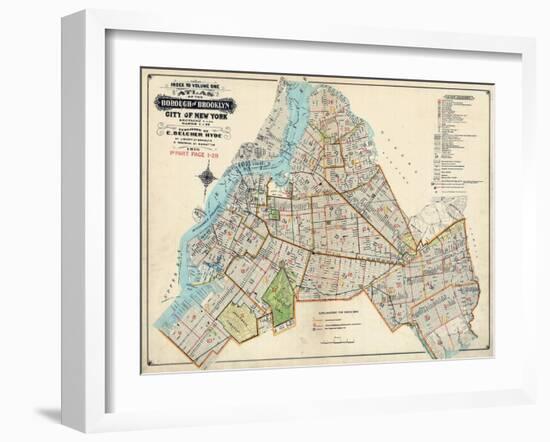 Brooklyn Map 1916-null-Framed Premium Giclee Print