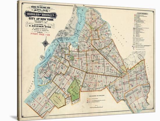 Brooklyn Map 1916-null-Stretched Canvas