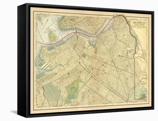 Brooklyn Map-Gwendolyn Babbitt-Framed Stretched Canvas