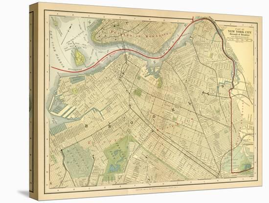 Brooklyn Map-Gwendolyn Babbitt-Stretched Canvas