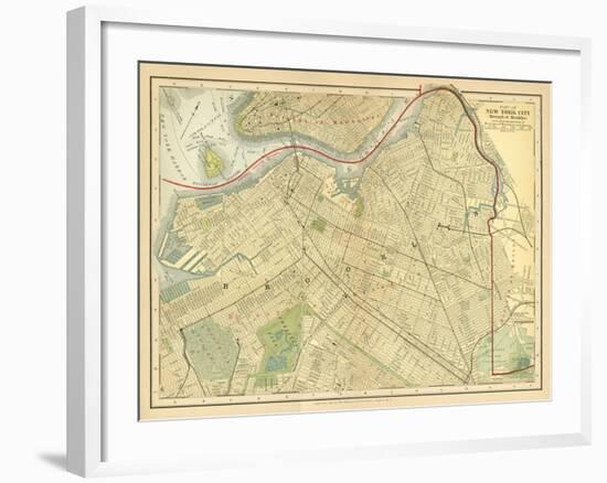 Brooklyn Map-Gwendolyn Babbitt-Framed Art Print