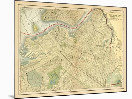 Brooklyn Map-Gwendolyn Babbitt-Mounted Art Print