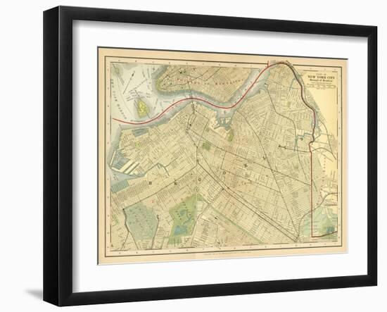 Brooklyn Map-Gwendolyn Babbitt-Framed Art Print