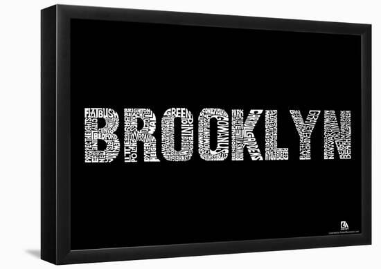 Brooklyn Neighborhoods Text Poster-null-Framed Poster