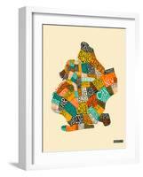 Brooklyn Neighbourhoods-Jazzberry Blue-Framed Art Print