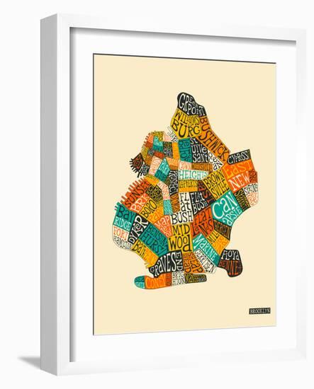 Brooklyn Neighbourhoods-Jazzberry Blue-Framed Art Print