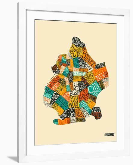 Brooklyn Neighbourhoods-Jazzberry Blue-Framed Art Print