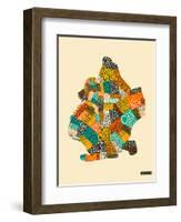 Brooklyn Neighbourhoods-Jazzberry Blue-Framed Art Print