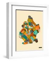 Brooklyn Neighbourhoods-Jazzberry Blue-Framed Art Print