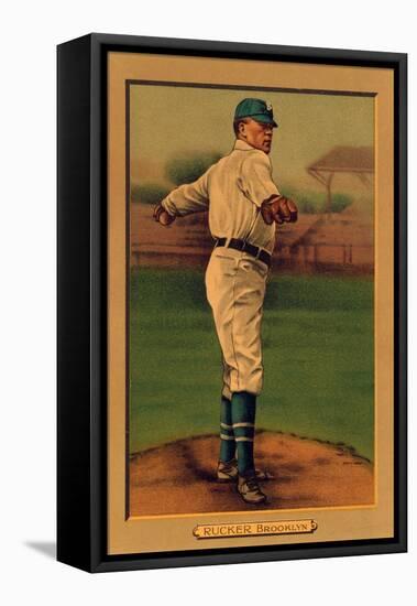 Brooklyn, NY, Brooklyn Dodgers, Nap Rucker, Baseball Card-Lantern Press-Framed Stretched Canvas