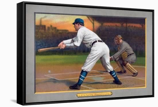 Brooklyn, NY, Brooklyn Superbas, Ed Lennox, Baseball Card-Lantern Press-Framed Stretched Canvas