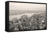 Brooklyn Skyline Arial View from New York City Manhattan with Williamsburg Bridge over East River A-Songquan Deng-Framed Stretched Canvas