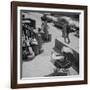 Brooklyn Street Scene, Baby Carriage, Two Women, and a Boy Carrying Dry Cleaning, NY, 1949-Ralph Morse-Framed Photographic Print