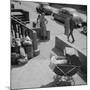 Brooklyn Street Scene, Baby Carriage, Two Women, and a Boy Carrying Dry Cleaning, NY, 1949-Ralph Morse-Mounted Photographic Print