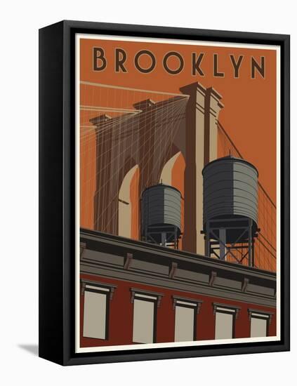 Brooklyn Travel Poster-Steve Thomas-Framed Stretched Canvas