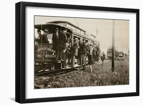 Brooklyn Trolleys Bound for Coney Island, New York City, C.1897-Joseph Byron-Framed Giclee Print