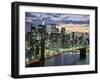 Brookyn bridge and Downtown skyline, NYC-Michel Setboun-Framed Art Print