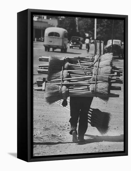 Broom Peddler Going Door to Door-Cornell Capa-Framed Stretched Canvas