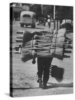 Broom Peddler Going Door to Door-Cornell Capa-Stretched Canvas