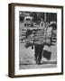 Broom Peddler Going Door to Door-Cornell Capa-Framed Photographic Print