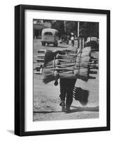 Broom Peddler Going Door to Door-Cornell Capa-Framed Photographic Print