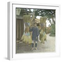 Broom Vendor, Japan, 1900-1905-Leon, Levy et Fils-Framed Photographic Print