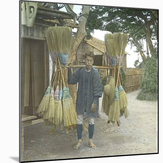 Broom Vendor, Japan, 1900-1905-Leon, Levy et Fils-Mounted Photographic Print