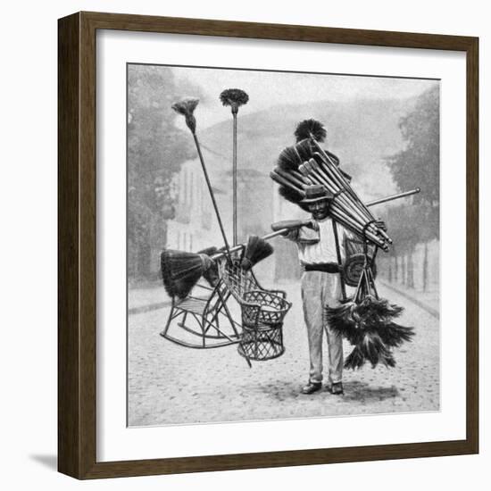 Broom Vendor, Rio De Janeiro, Brazil, 1922-null-Framed Giclee Print