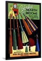 Broomcraft Colorful Hearth Brooms-Curt Teich & Company-Framed Art Print