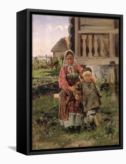 Brother and Sister, 1880-Vladimir Egorovic Makovsky-Framed Stretched Canvas