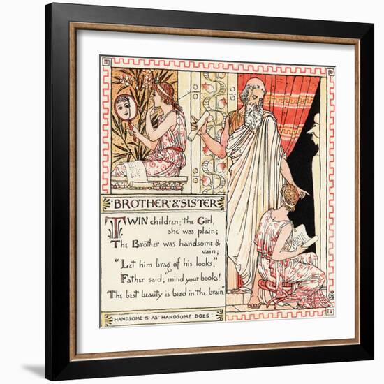 Brother and Sister, Illustration from 'Baby's Own Aesop', Engraved and Printed by Edmund Evans,…-Walter Crane-Framed Giclee Print