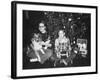 Brother and Sister Pose by the Christmas Tree, Ca. 1960-null-Framed Photographic Print