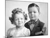 Brother and Sister Studio Portrait, Ca. 1949-null-Mounted Photographic Print