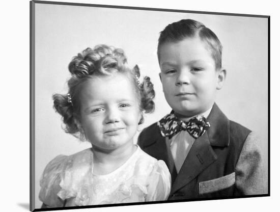 Brother and Sister Studio Portrait, Ca. 1949-null-Mounted Photographic Print