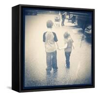 Brother and Sister Together-melking-Framed Stretched Canvas