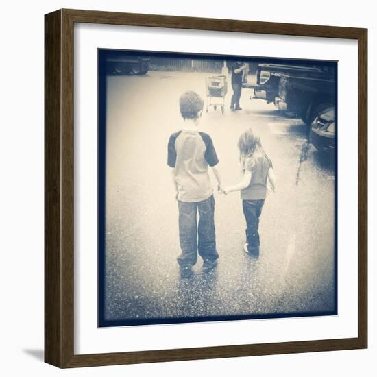 Brother and Sister Together-melking-Framed Photographic Print