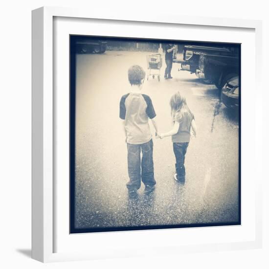 Brother and Sister Together-melking-Framed Photographic Print