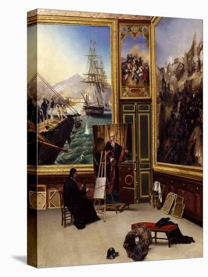 Brother Philippe Copying the Portrait of the Marquis De Fontanes in the Versailles Museum-Horace Vernet-Stretched Canvas