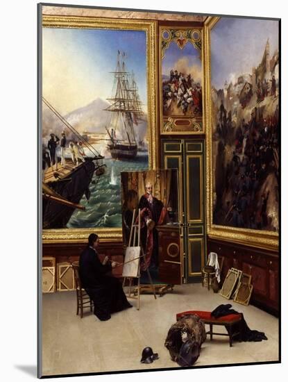 Brother Philippe Copying the Portrait of the Marquis De Fontanes in the Versailles Museum-Horace Vernet-Mounted Giclee Print