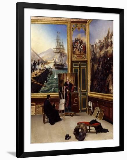 Brother Philippe Copying the Portrait of the Marquis De Fontanes in the Versailles Museum-Horace Vernet-Framed Giclee Print