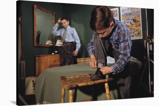 Brothers Getting Dressed-William P. Gottlieb-Stretched Canvas