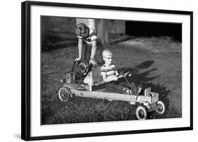 Brothers Play with their Homemade Go Cart, Ca. 1955-null-Framed Photographic Print