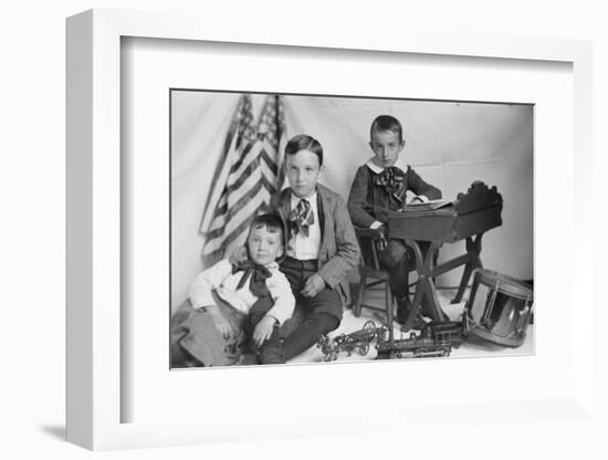 Brothers, Toys, and School Desk-null-Framed Photographic Print