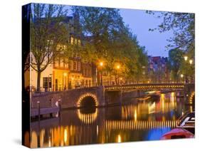 Brouwersgracht at Dusk, Amsterdam, Netherlands, Europe-Amanda Hall-Stretched Canvas