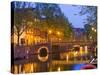 Brouwersgracht at Dusk, Amsterdam, Netherlands, Europe-Amanda Hall-Stretched Canvas