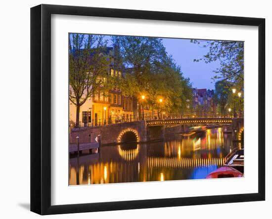 Brouwersgracht at Dusk, Amsterdam, Netherlands, Europe-Amanda Hall-Framed Photographic Print