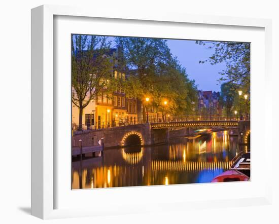 Brouwersgracht at Dusk, Amsterdam, Netherlands, Europe-Amanda Hall-Framed Photographic Print